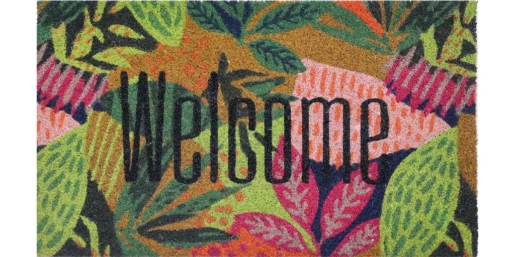 welcome leaf rug