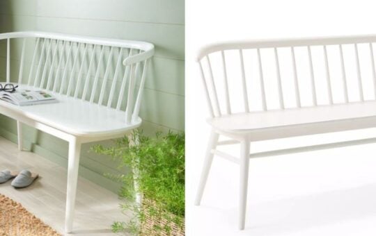 white spindle bench dupe