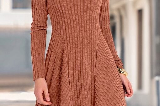 ANRABESS Women's Long Sleeve Mini Sweater Fall Dress