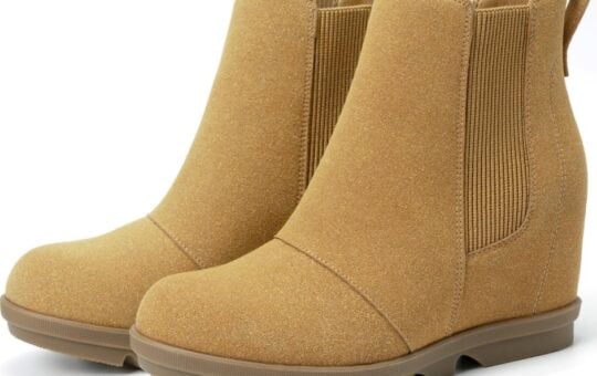 Athlefit Women's Hidden Heel Chelsea Ankle Wedge Boots