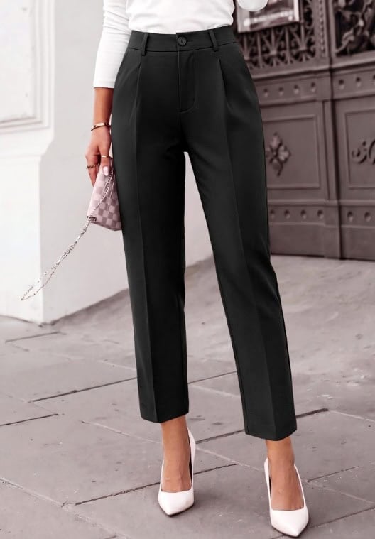 BTFBM Dress Pants Women Work Business Office Ankle Trousers Pockets