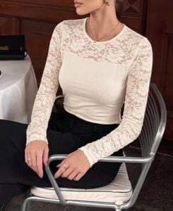 BTFBM Long Sleeve Lace Top Shirt