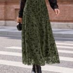 BTFBM Womens Floral Mesh Maxi Skirt