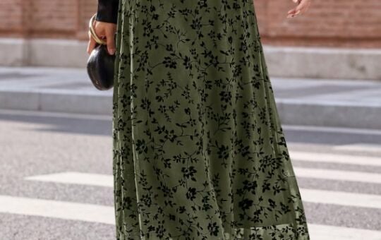 BTFBM Womens Floral Mesh Maxi Skirt