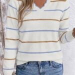 BTFBM Womens Sweaters Striped Pullover Tops