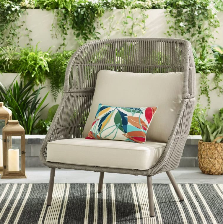 Better Homes & Gardens Tarren Beige Outdoor High Back Accent Chair Better Homes & Gardens Tarren Beige Outdoor High Back Accent Chair