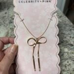 Celebrity pink bow necklace