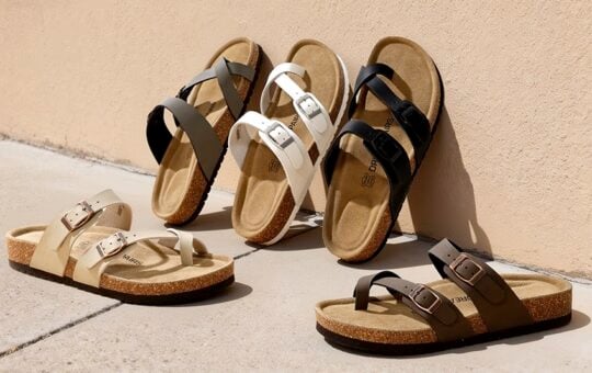DREAM PAIRS Women's Leather Cork Footbed Summer Sandals