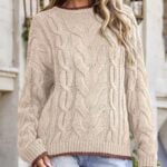 EVALESS Womens Sweaters Cable Knit Chunky Pullover Top