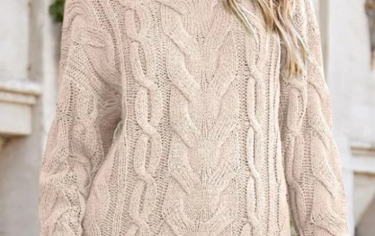 EVALESS Womens Sweaters Cable Knit Chunky Pullover Top