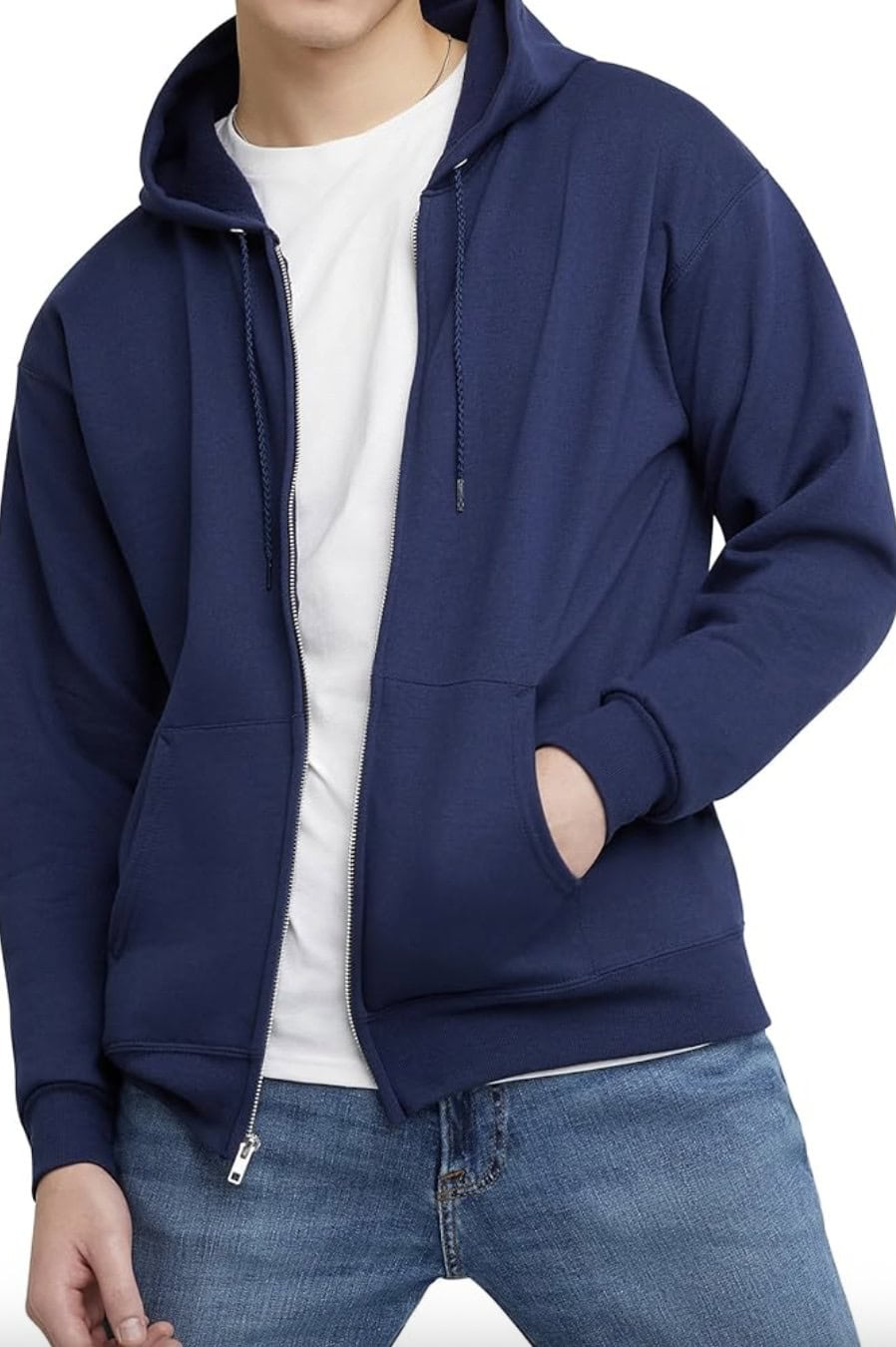 Hanes Men's Zip up Hoodie, Ecosmart Fleece Full zip Hoodie for Men, Hooded Sweatshirt
