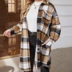 IN'VOLAND Womens Plus Size Flannel Plaid Shirt Shacket