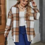 IN'VOLAND Women's Plus Size Plaid Shacket