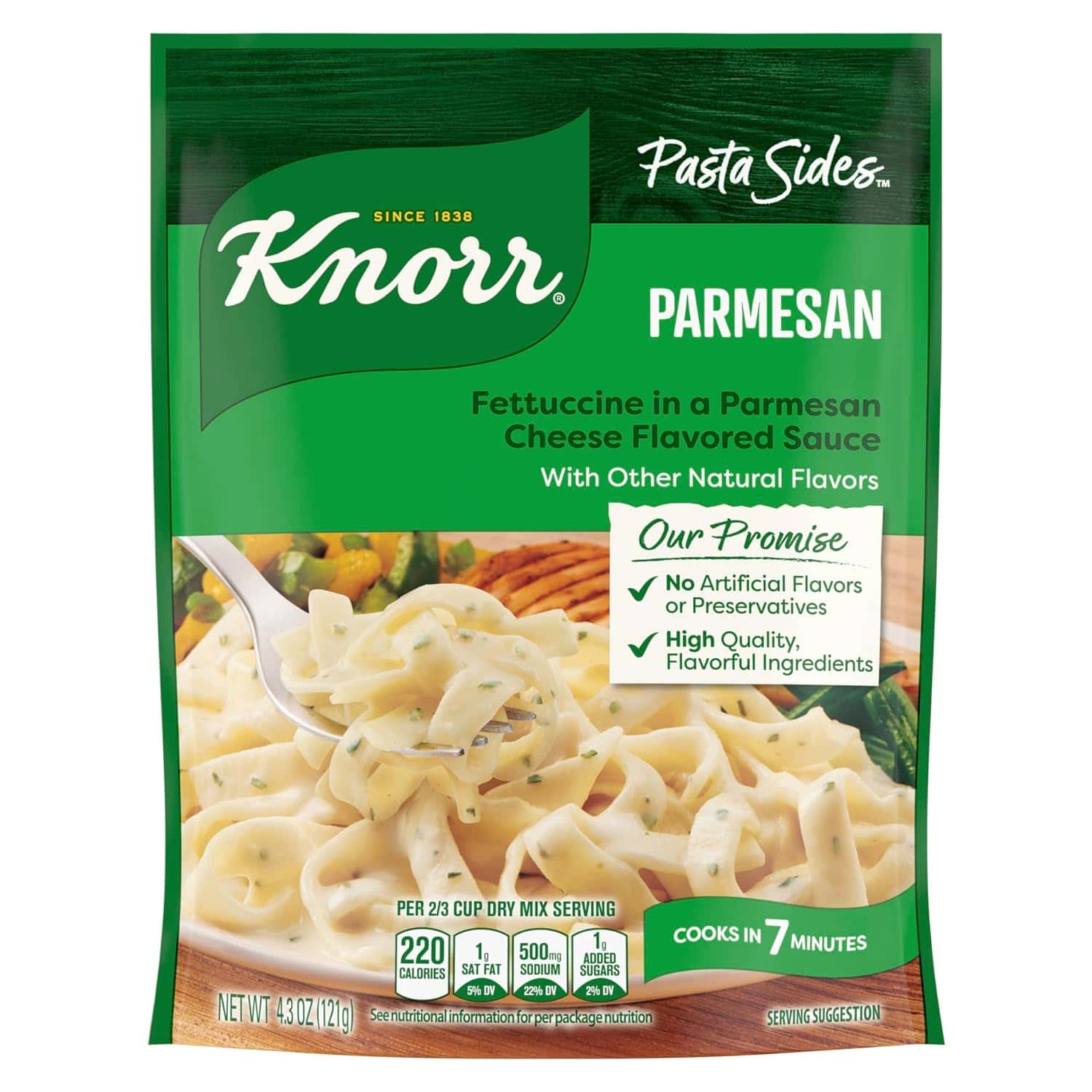 Knorr Parmesan Pasta Sides 4.3 oz, Quick Easy Meal, Side Dish, 1PK
