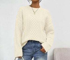 Trendy Queen Womens Oversized Cable Knit Sweater