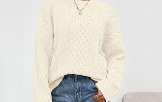 Trendy Queen Womens Oversized Cable Knit Sweater