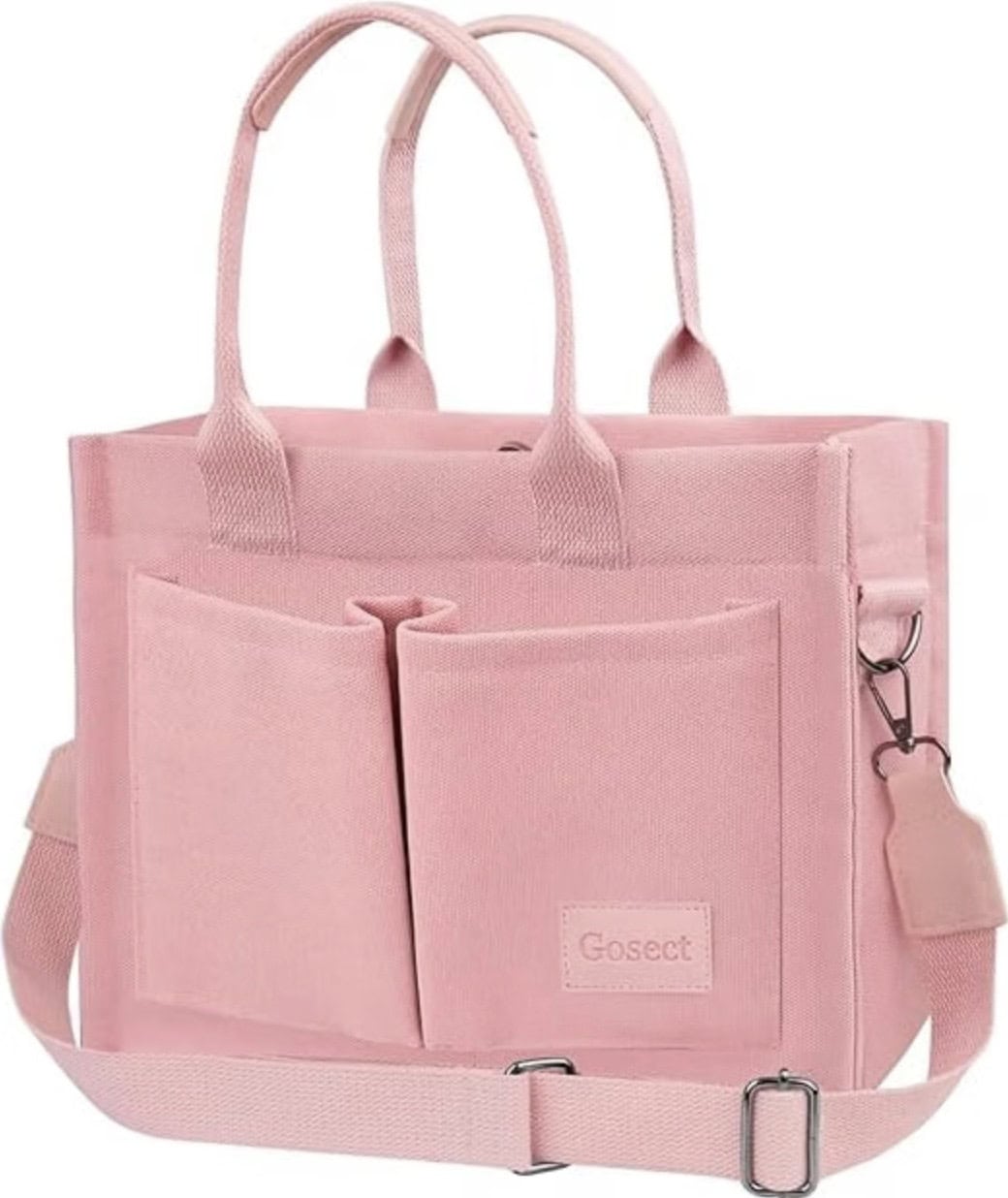 Women’s Canvas Multi Pocket Tote Bag, Convertible Laptop Work Crossbody Shoulder Bag for Travel, Nurses & Teachers
