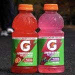 gatorade lower sugar 20 oz fruit punch and rain berry