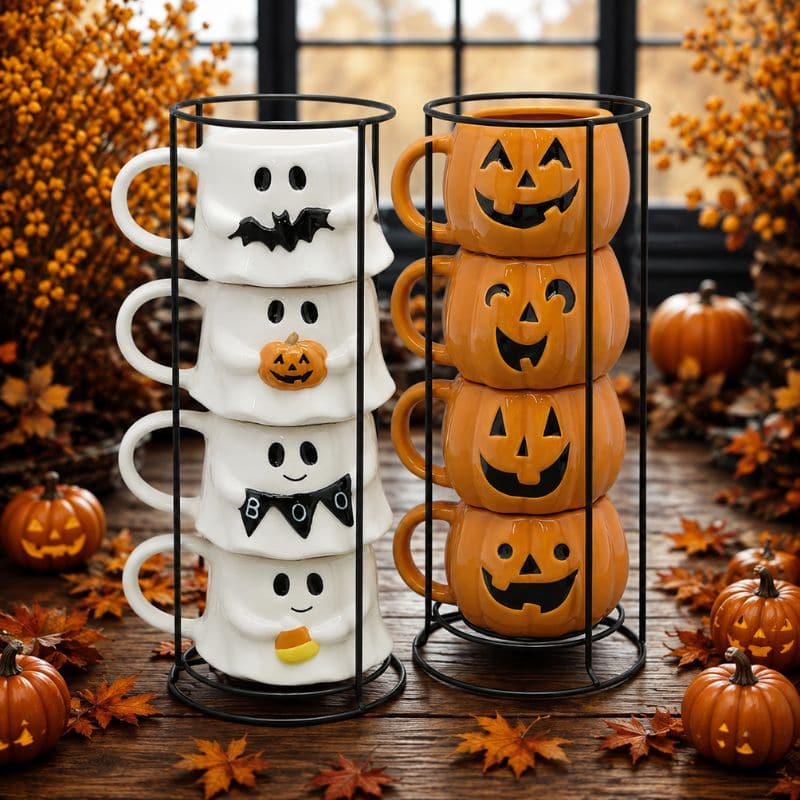 ghost and pumpkin mugs 
