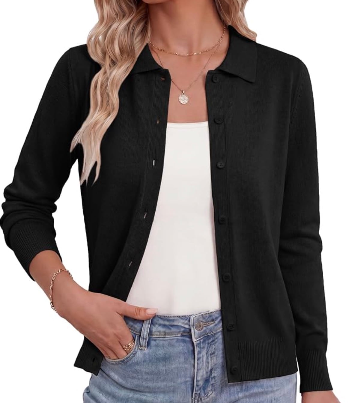grace karin lightweight cardigan black