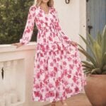 grace karin long sleeve floral maxi dress