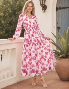 grace karin long sleeve floral maxi dress