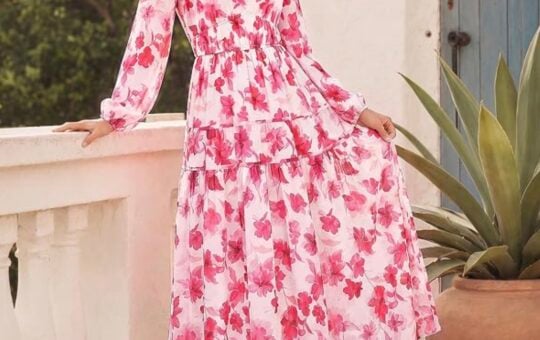 grace karin long sleeve floral maxi dress