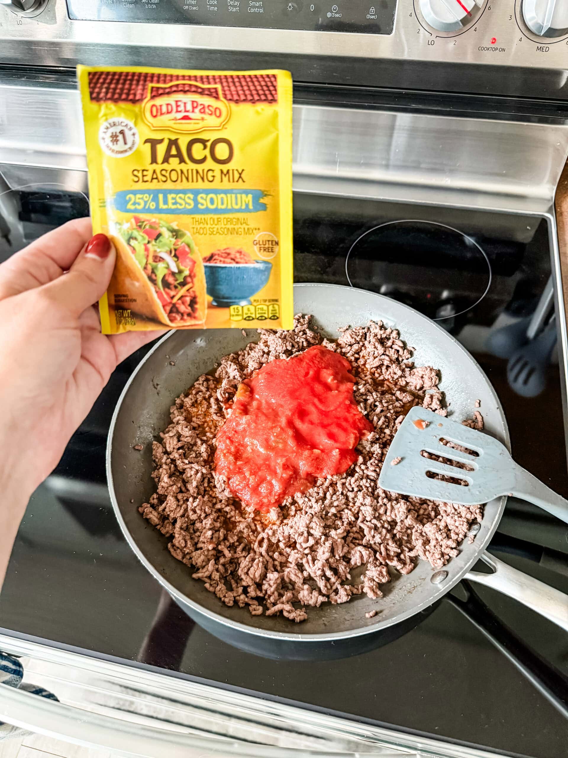 ground beef and taco seasoning on stovetop ground beef and taco seasoning on stovetop