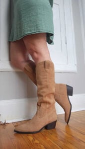 jamie cowboy boots closeup
