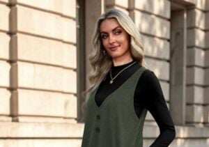 ofeefan 2 piece long sleeve fall dress with pockets green