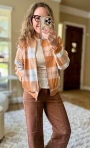 orange bomber jacket