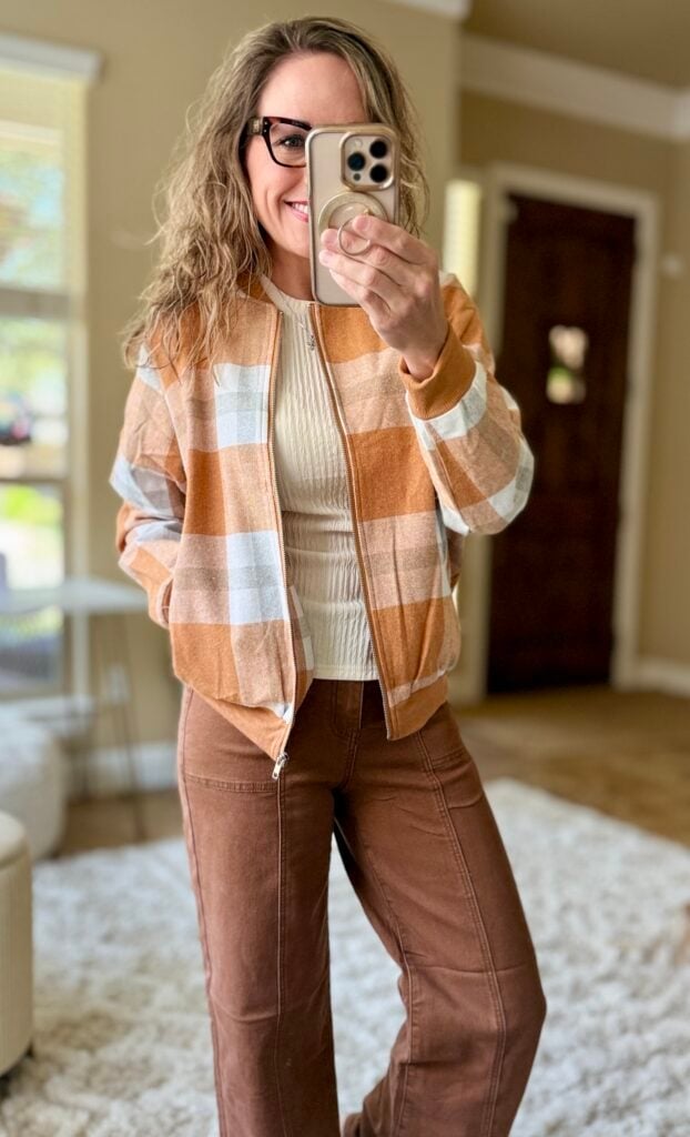orange bomber jacket