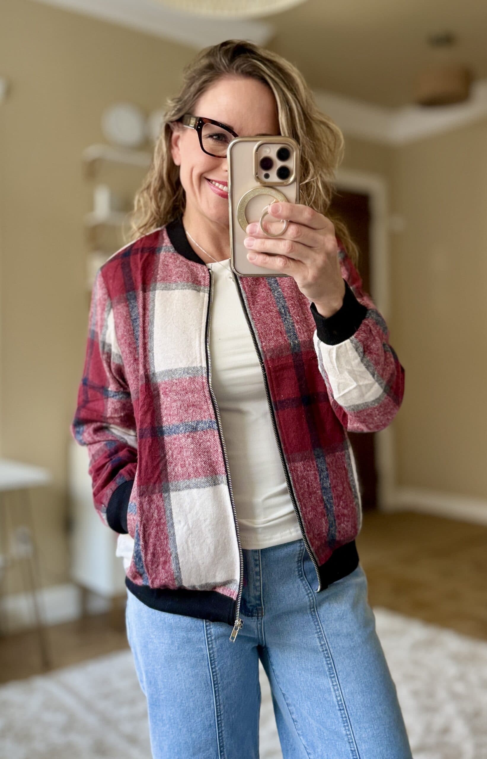 red bomber jacket