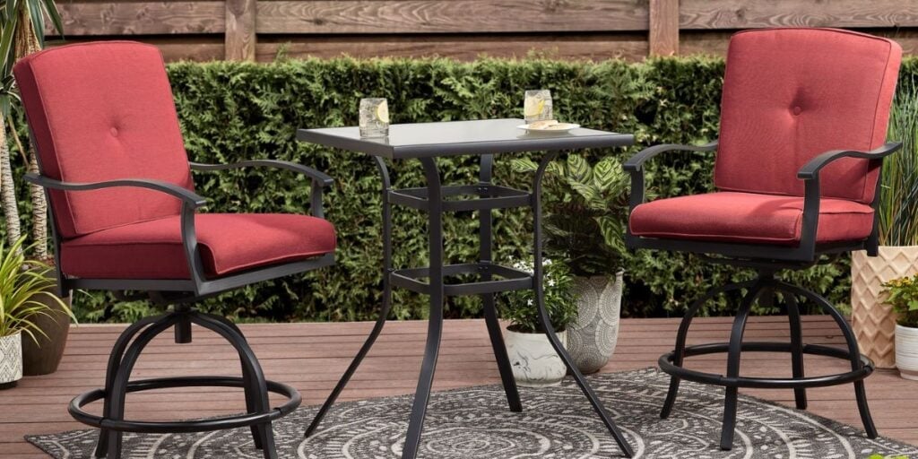 red cushioned bistro set red cushioned bistro set