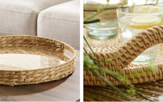 round woven tray dupe