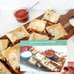 sheet pan quesadillas with recipe card