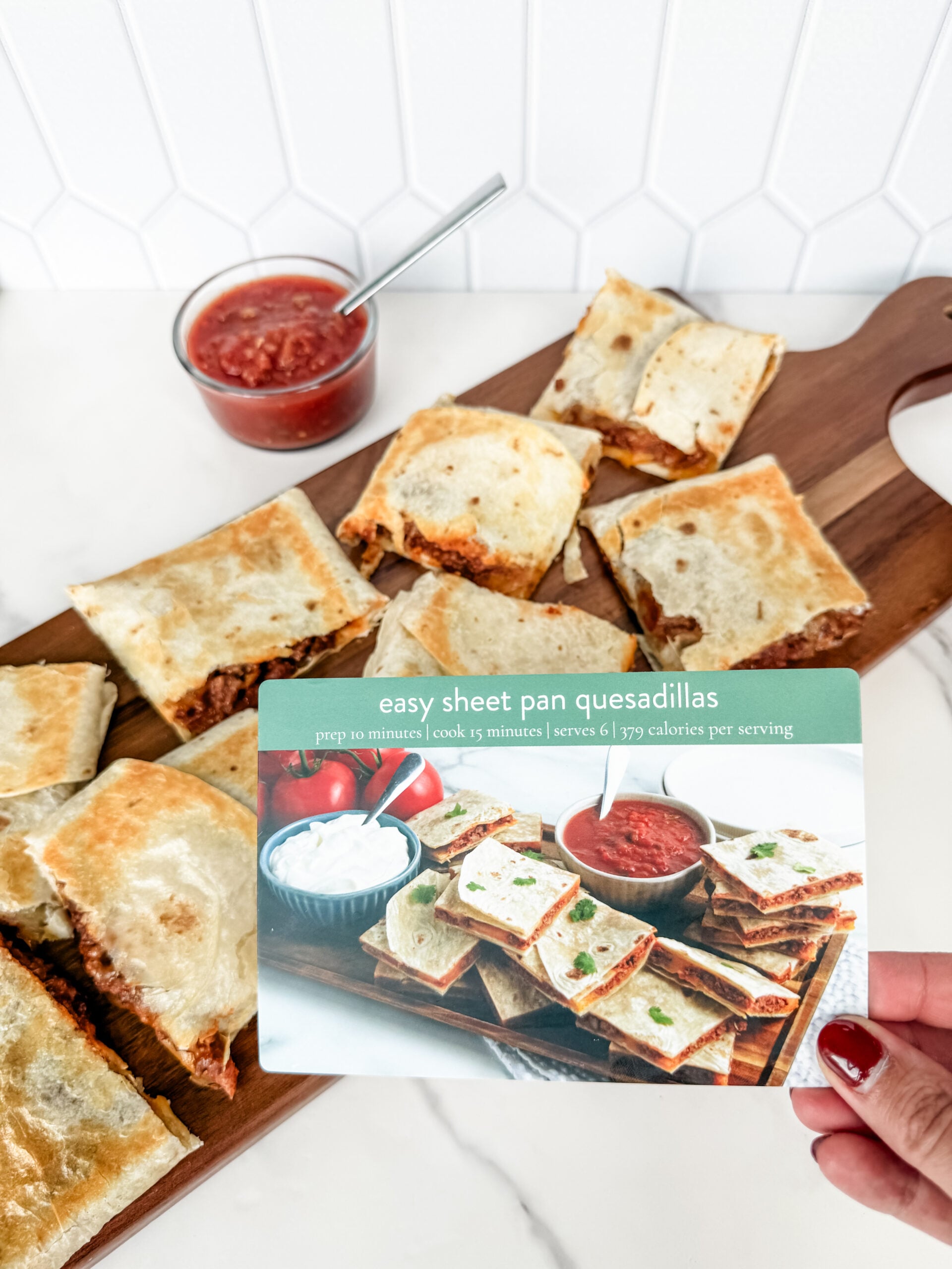 sheet pan quesadillas with recipe card sheet pan quesadillas with recipe card