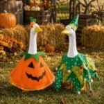 2 Set Porch Goose Halloween Outfit and Christmas Goose Outfit for 23 Geese 2