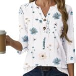 3:4 sleeve button down henley gkbk