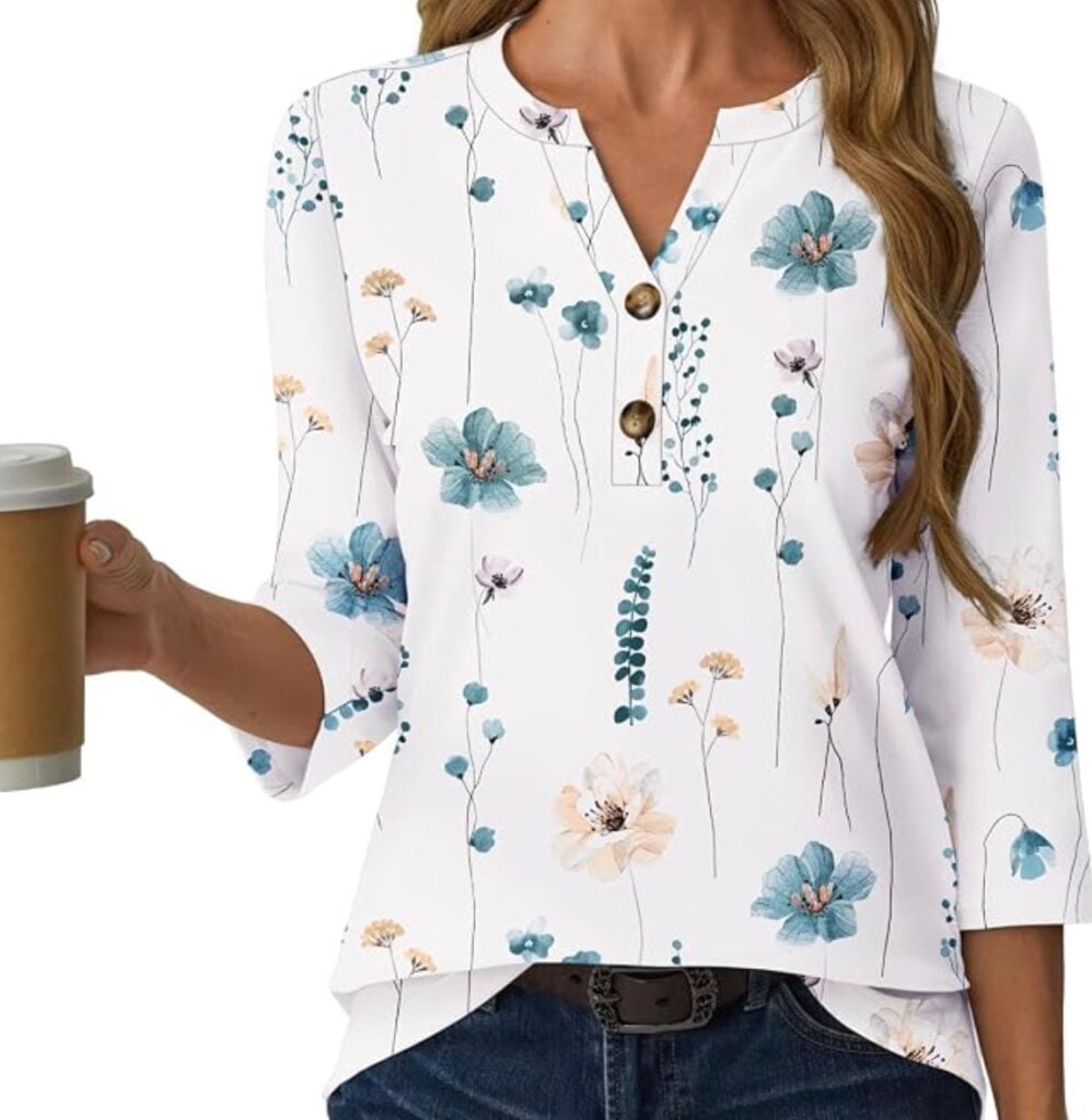 3:4 sleeve button down henley gkbk