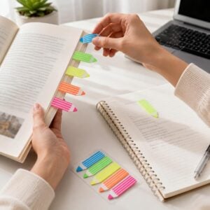5 Color Pencil Sticky Tabs, Cute Page Markers for Books, School, Study, Notes, Reading, Planners and Office