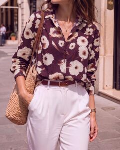 BTFBM Womens Blouse Dressy Casual Floral Long Sleeve Shirt