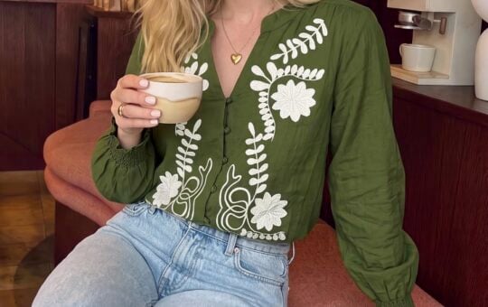 BTFBM Women's Floral Boho Embroidered Blouse