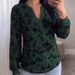 BTFBM Womens Tops Floral Sheer Mesh Long Sleeve Blouse