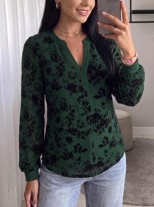 BTFBM Womens Tops Floral Sheer Mesh Long Sleeve Blouse