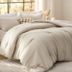 Bedsure Upgraded 3D Waffle Comforter Set Queen Size, Beige Bedding 3 Pcs