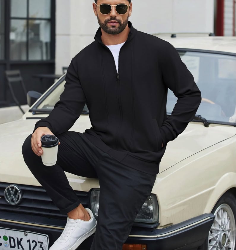 COOFANDY Men's Full Zip Fleece Sweatshirt