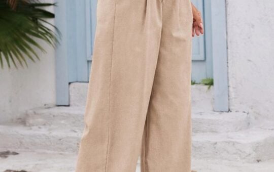 COOFANDY Womens Linen Pants Wide Leg Palazzo