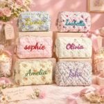 Custom Embroidered Flower Cosmetic Bag2