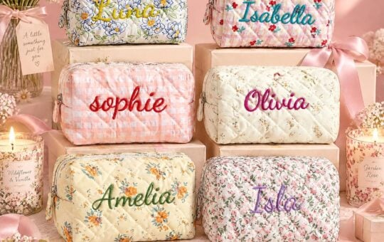 Custom Embroidered Flower Cosmetic Bag2